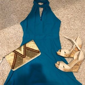 Express teal off halter style dress 👗 size 2